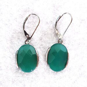 Vintage Canadian David Sigal Natural Chrysoprase Sterling Silver Dangle Earrings